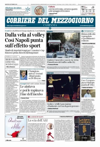 Prima pagina Corriere del Mezzogiorno | Campania