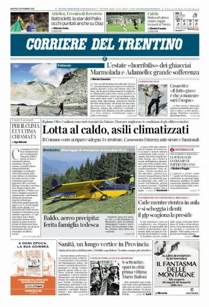 Prima pagina Corriere del Trentino