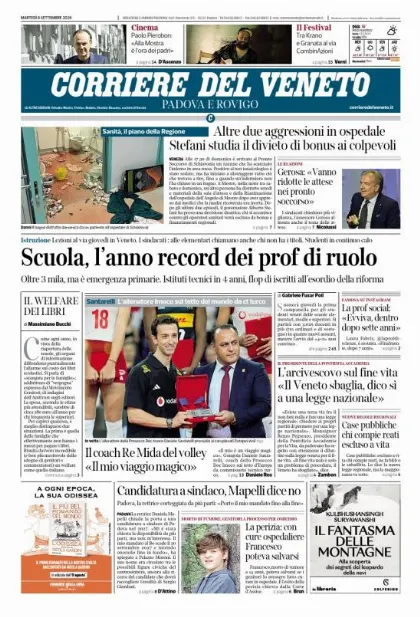 Prima pagina Corriere del Veneto | Padova e Rovigo