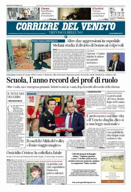 Prima pagina Corriere del Veneto | Treviso e Belluno