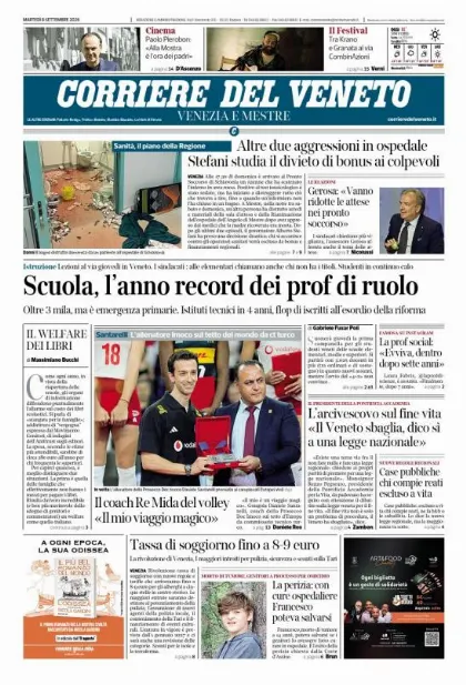 Prima pagina Corriere del Veneto | Venezia e Mestre