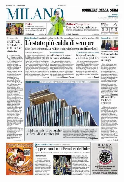 Prima pagina Corriere della Sera | Milano