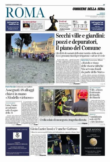 Prima pagina Corriere della Sera | Roma