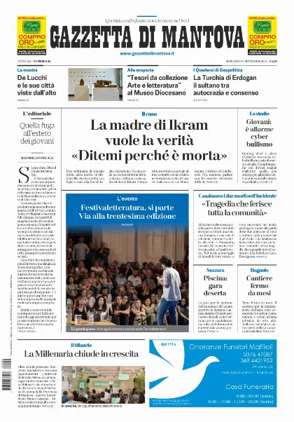 Prima pagina Gazzetta di Mantova