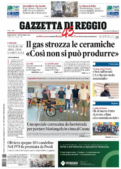 Prima pagina Gazzetta di Reggio