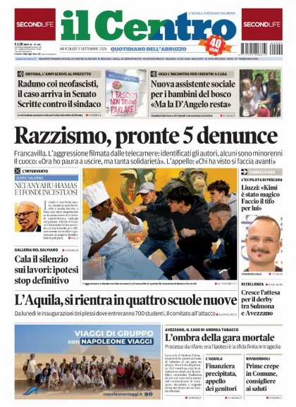 Prima pagina Il Centro | L'Aquila