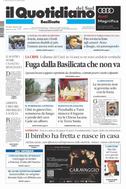 Prima pagina Il Quotidiano del Sud | Basilicata