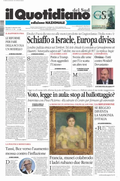 Prima pagina Il Quotidiano del Sud | L'Altravoce