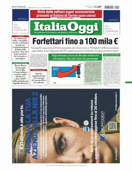 Prima pagina ItaliaOggi
