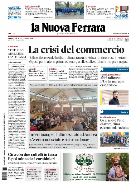 Prima pagina La Nuova Ferrara