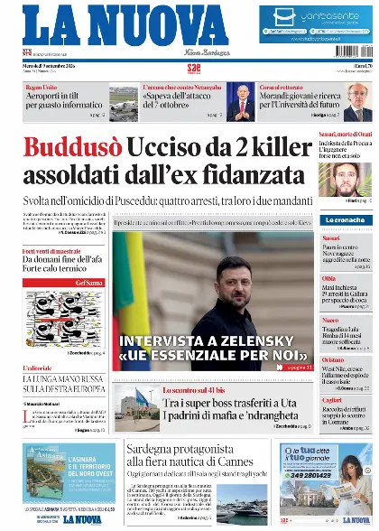 Prima pagina La Nuova Sardegna