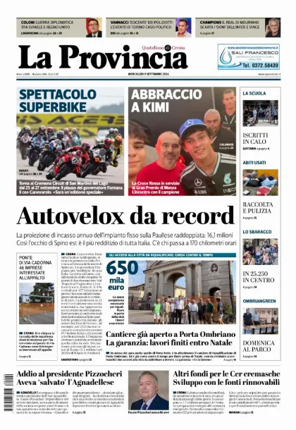Prima pagina La Provincia | Crema