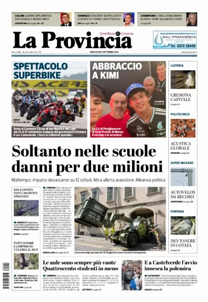 Prima pagina La Provincia
