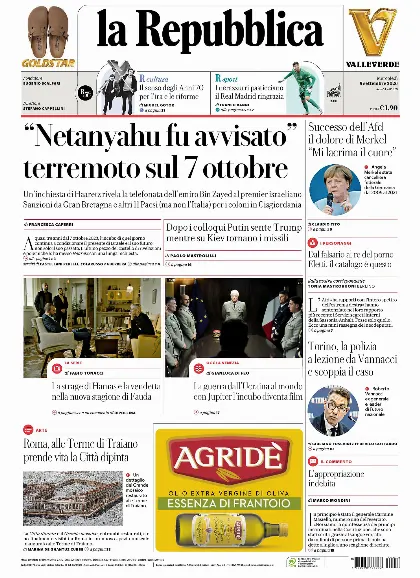 Prima pagina la Repubblica