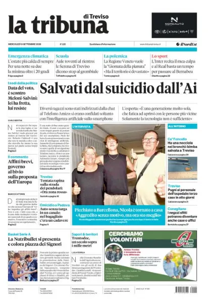 Prima pagina La Tribuna di Treviso | Treviso