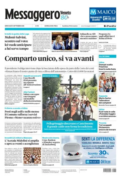 Prima pagina Messaggero Veneto | Udine