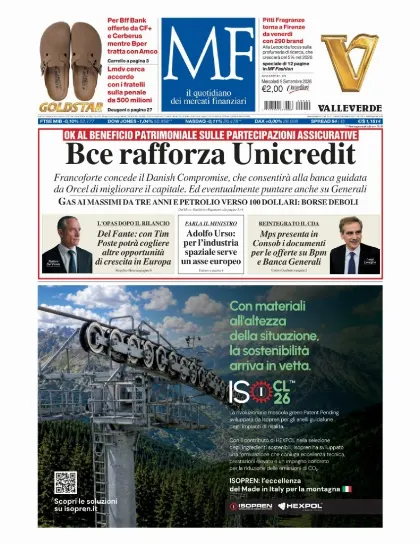 Prima pagina MF Milano Finanza