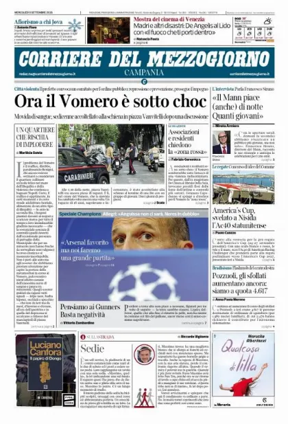 Prima pagina Corriere del Mezzogiorno | Campania
