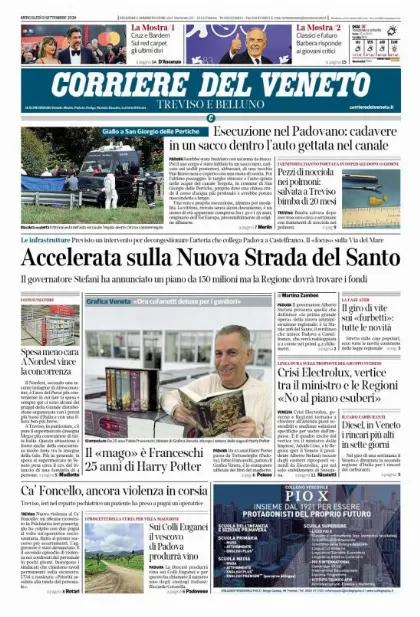 Prima pagina Corriere del Veneto | Treviso e Belluno