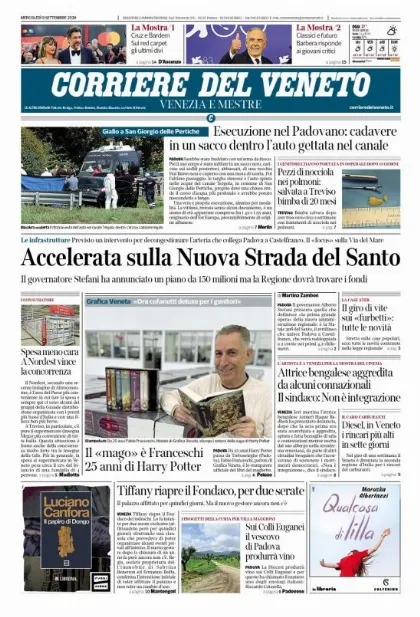 Prima pagina Corriere del Veneto | Venezia e Mestre