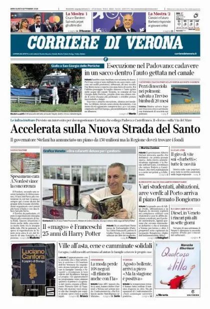 Prima pagina Corriere di Verona