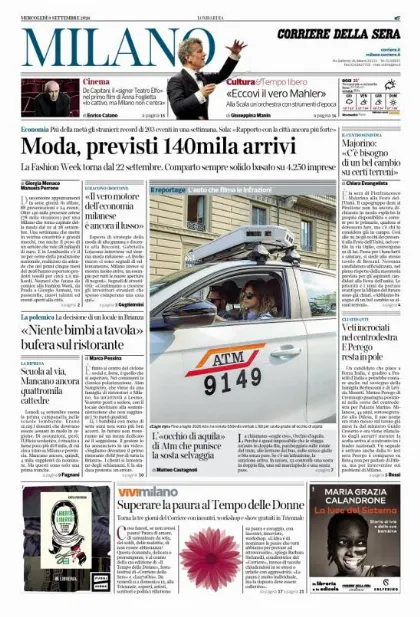 Prima pagina Corriere della Sera | Milano