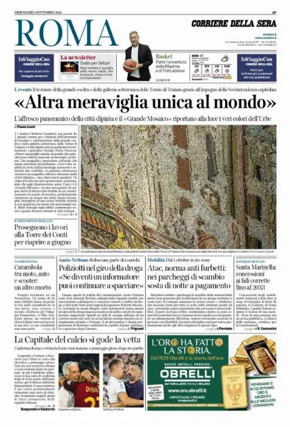 Prima pagina Corriere della Sera | Roma