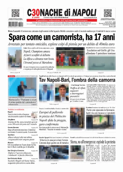 Prima pagina Cronache di Napoli