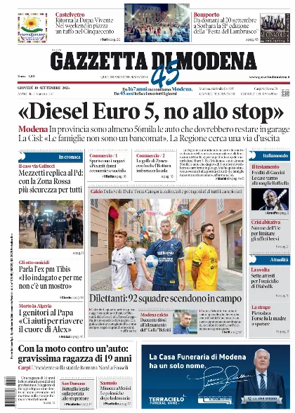 Prima pagina Gazzetta di Modena
