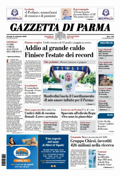 Prima pagina Gazzetta di Parma