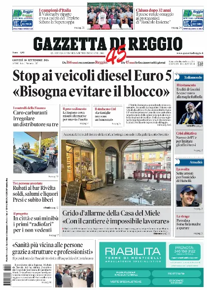 Prima pagina Gazzetta di Reggio
