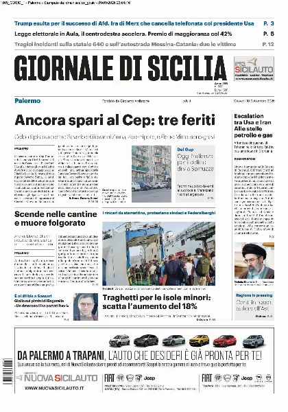 Prima pagina Giornale di Sicilia