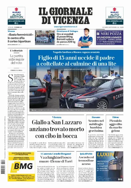 Prima pagina Il Giornale di Vicenza