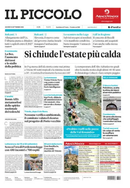 Prima pagina Il Piccolo | Trieste