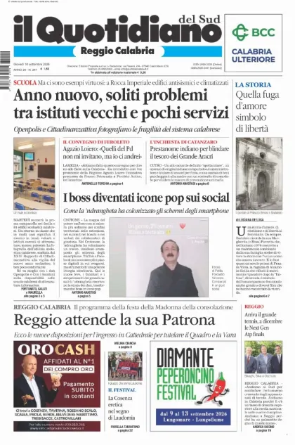Prima pagina Il Quotidiano del Sud | Reggio Calabria