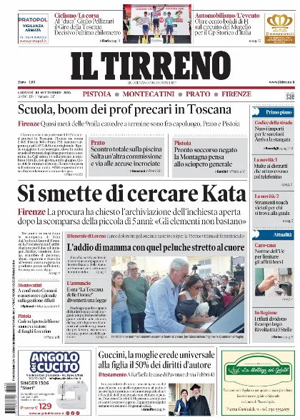 Prima pagina Il Tirreno
