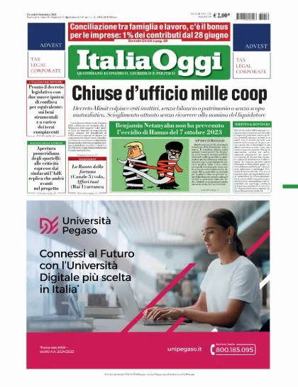 Prima pagina ItaliaOggi