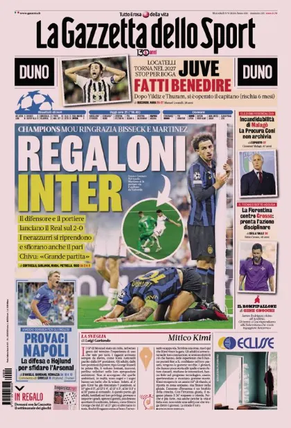 Prima pagina La Gazzetta dello Sport