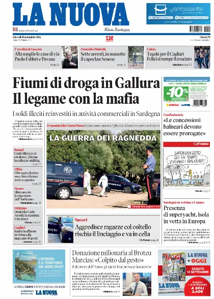 Prima pagina La Nuova Sardegna