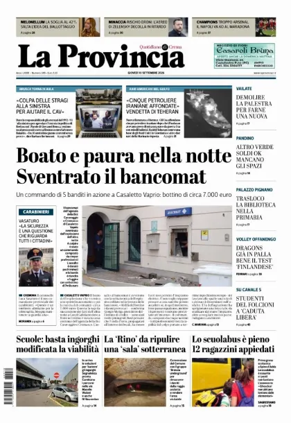 Prima pagina La Provincia | Crema