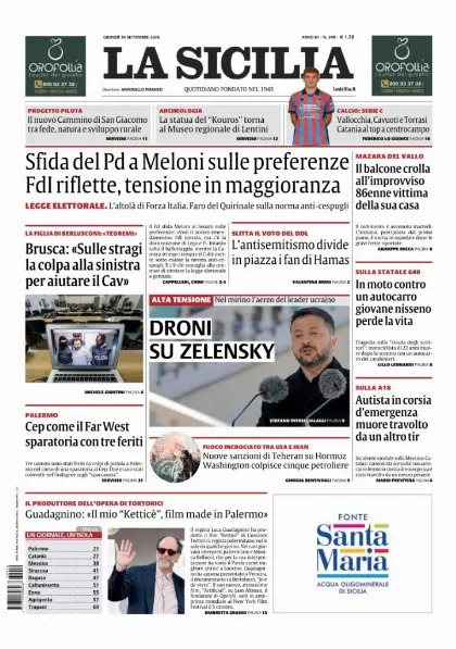 Prima pagina La Sicilia