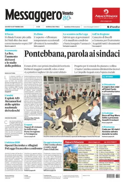 Prima pagina Messaggero Veneto | Udine