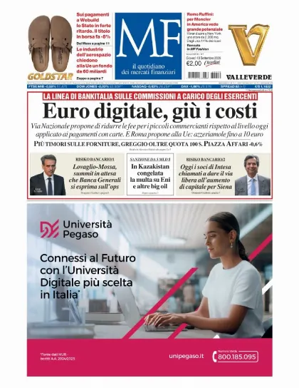 Prima pagina MF Milano Finanza