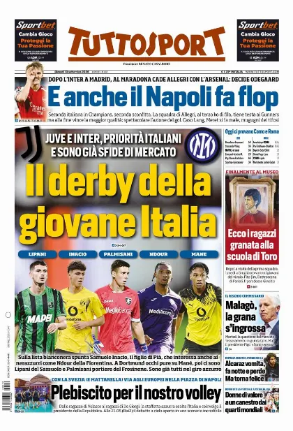 Prima pagina Tuttosport