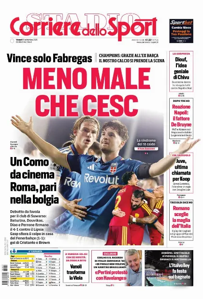 Prima pagina Corriere dello Sport - Stadio