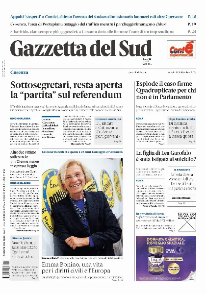Prima pagina Gazzetta del Sud | Cosenza