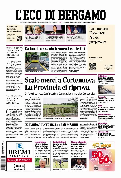 Prima pagina L'Eco di Bergamo