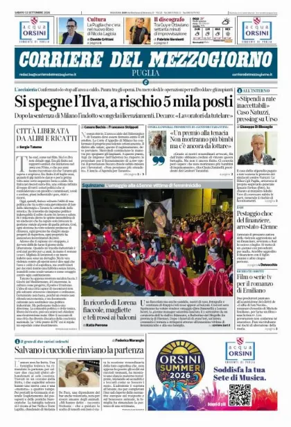 Prima pagina Corriere del Mezzogiorno | Puglia