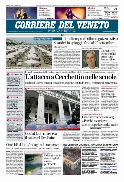 Prima pagina Corriere del Veneto | Padova e Rovigo