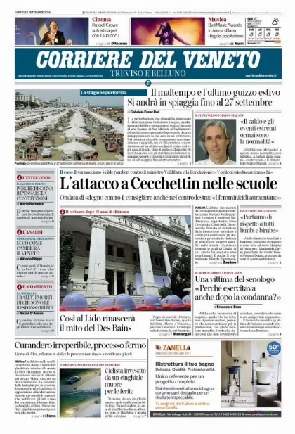 Prima pagina Corriere del Veneto | Treviso e Belluno